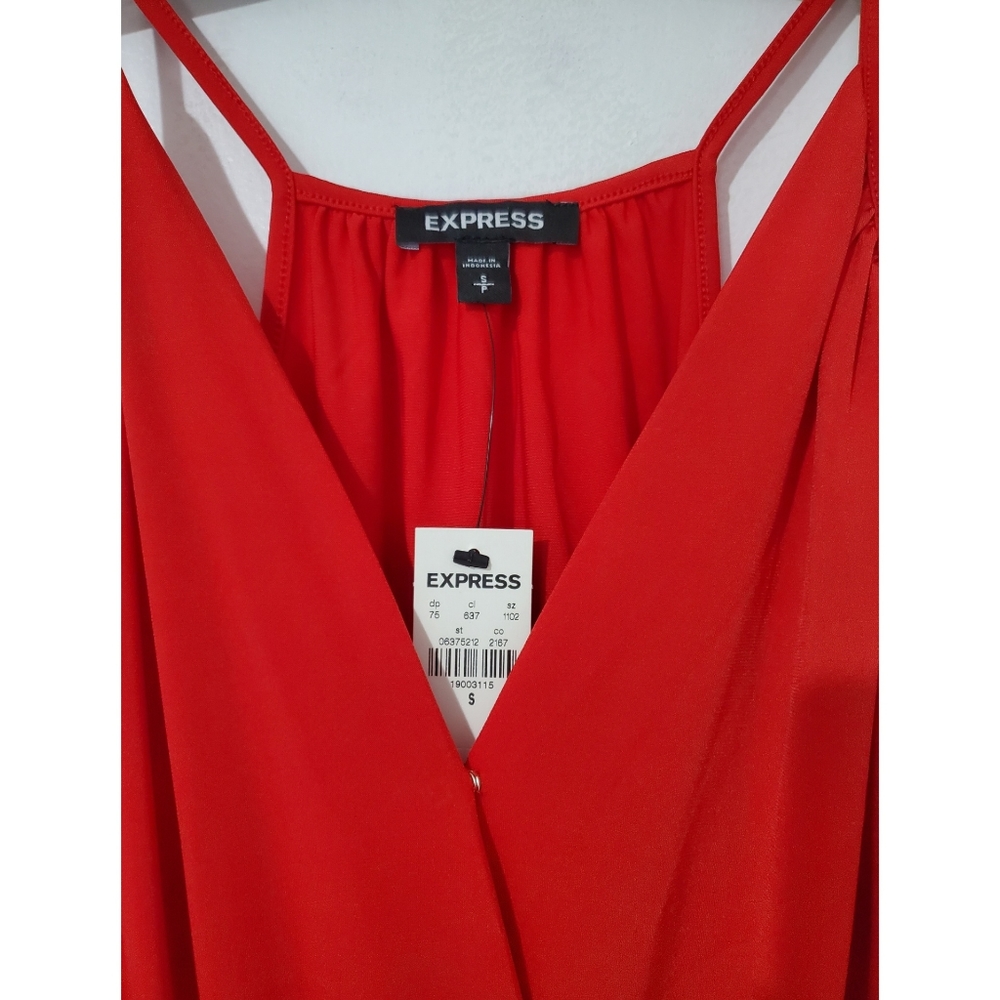 EXPRESS Red Spaghetti Strap V Neck Top Medium - Picture 2 of 15